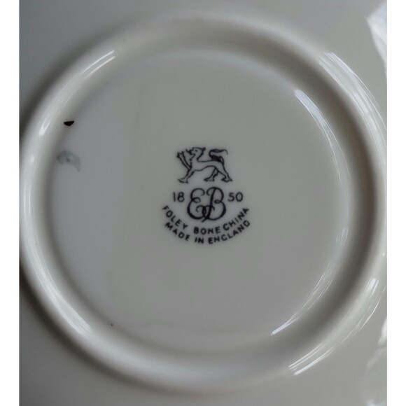 Vintage EB Foley Bone China Tea Cup and Saucer: Yellow Green Gold Floral - Picture 8 of 8